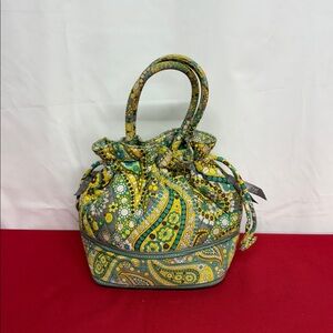 Vera Bradley Colorful Paisley Drawstring Purse side zipper pocket